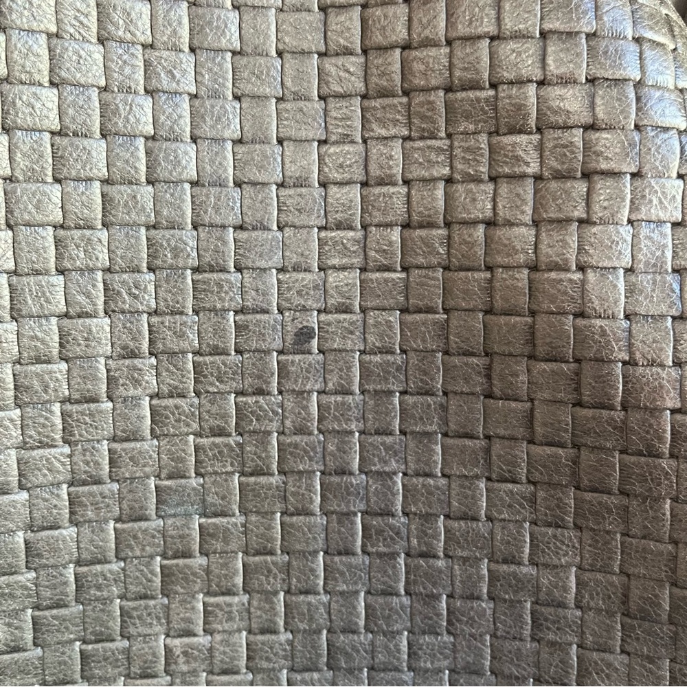 🖤🩶 Carla Mancini Large Leather Woven Tote Bag Purse Black Grey Whipstitch - Picture 13 of 15